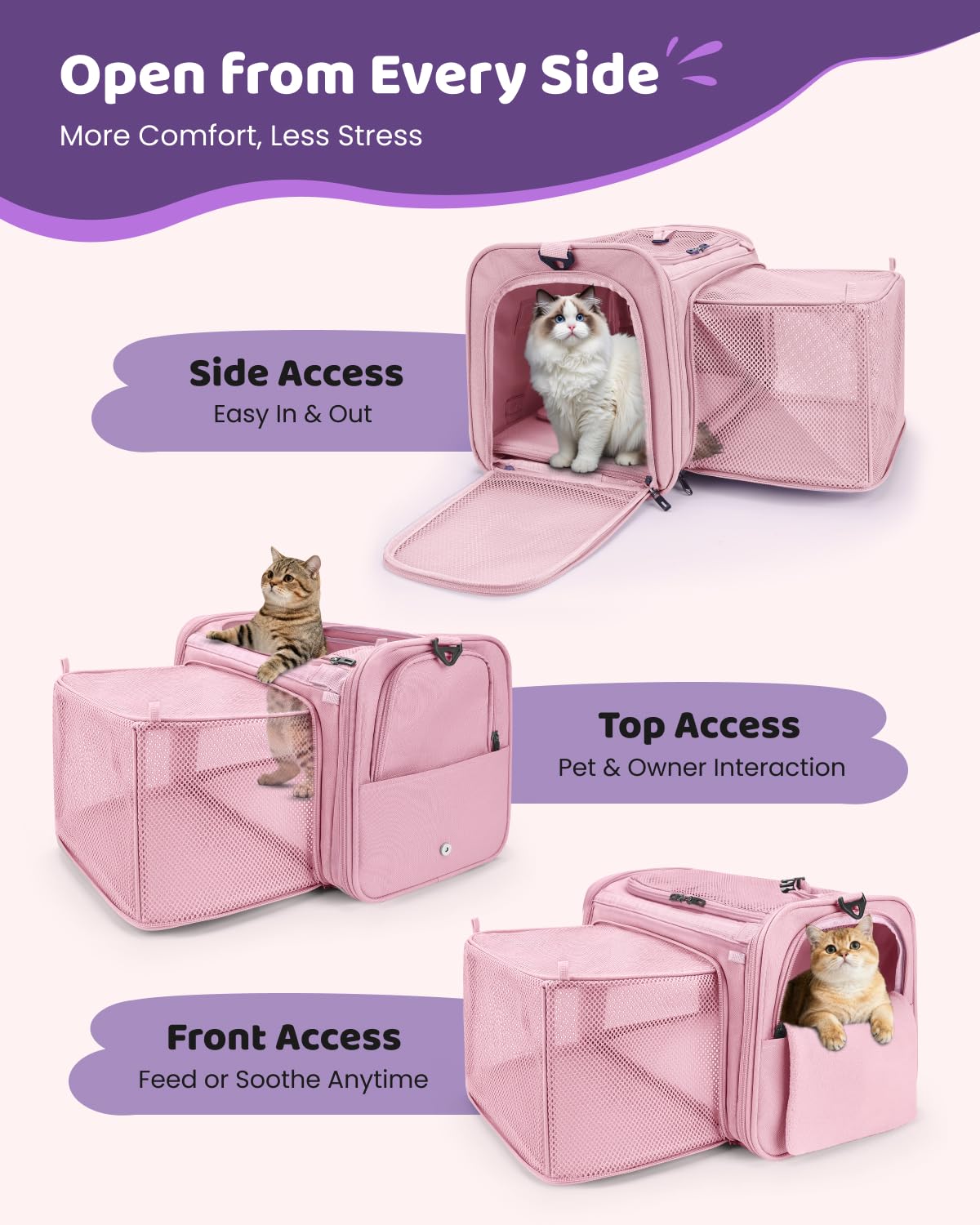 MIDOG Escape-Proof Zippers Coral ensure secure containment during busy airports and rides.