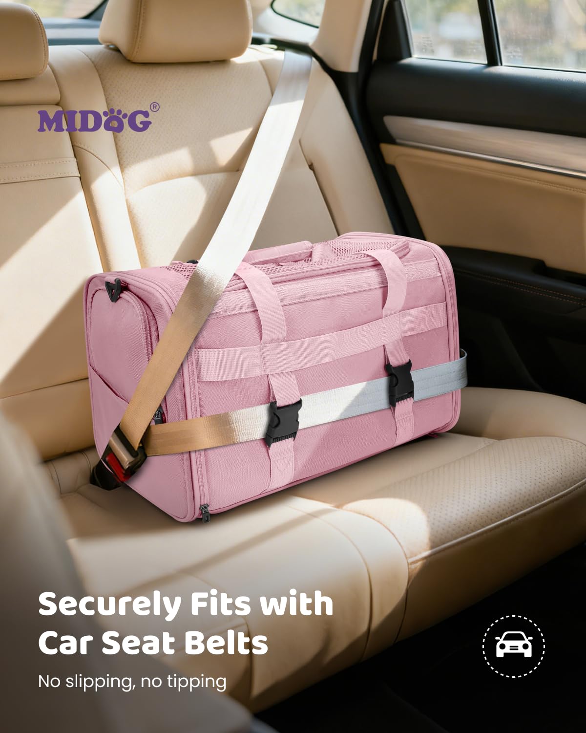 MIDOG Fleece Bed Coral provides a soft sleeping area that soothes anxious pets.