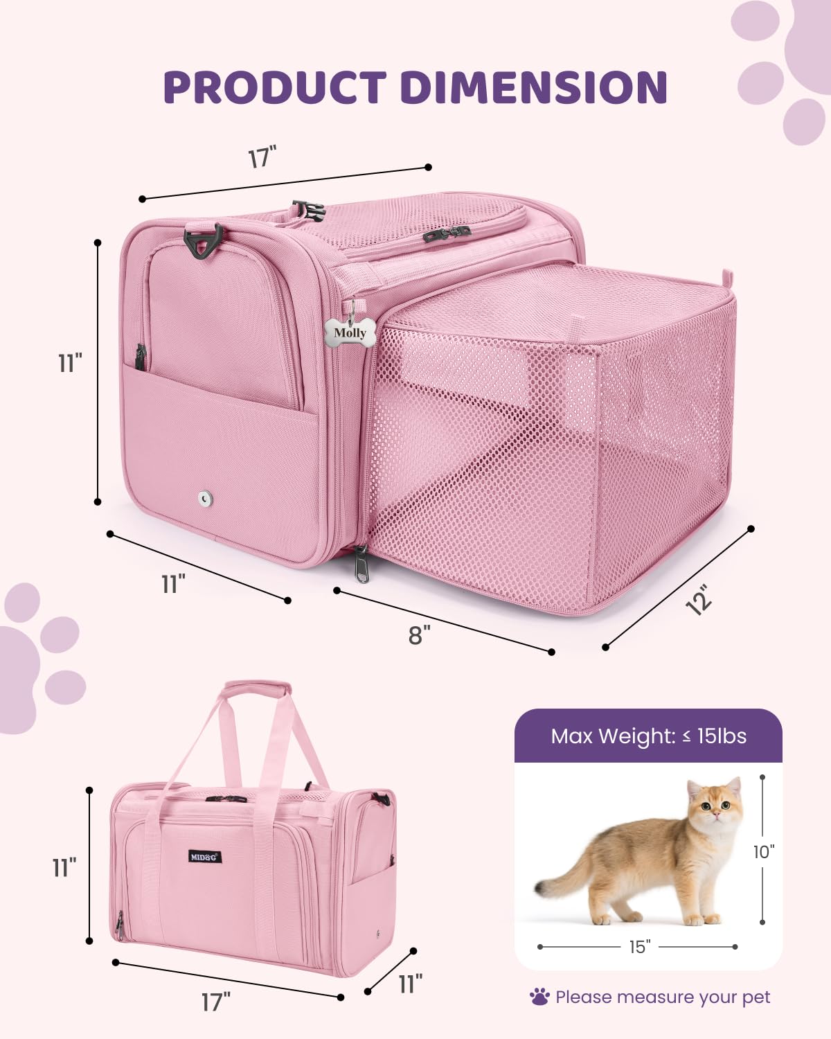 MIDOG Lightweight Collapsible Coral carrier folds flat for compact storage.