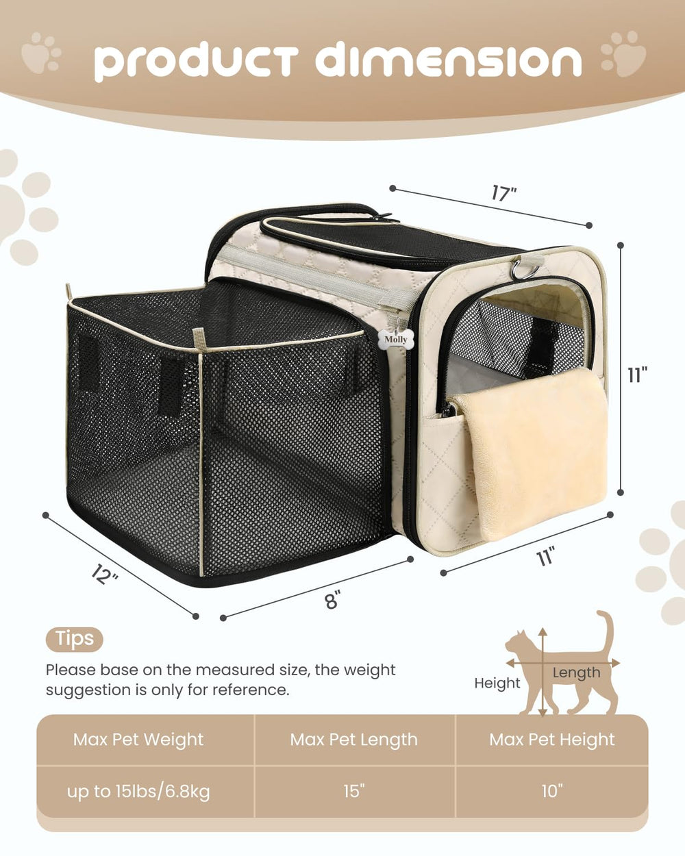 MIDOG anti-slip zipper close-up reveals secure escape-proof design for travel safety.