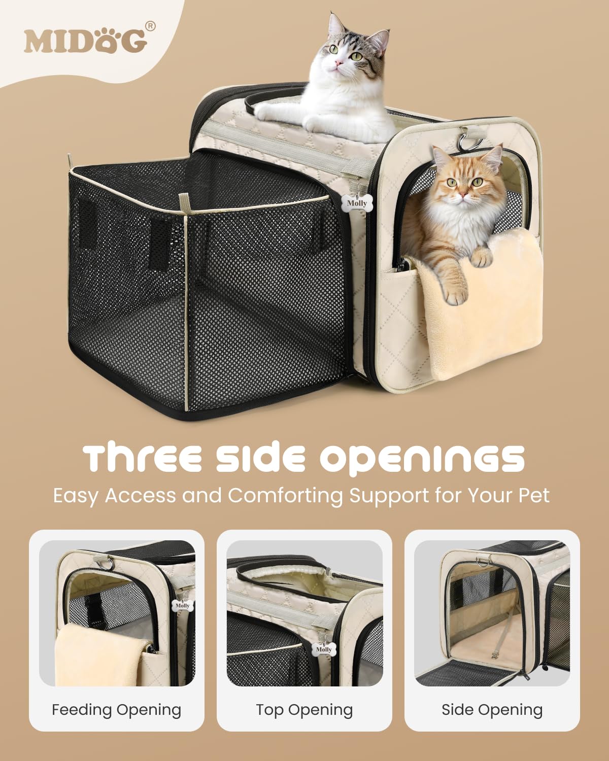 MIDOG cat carrier soft-pillow-breathable-window enables calm peeking