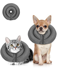 MIDOG dog cone collar gray XS outer view with non-restrictive vision during recovery