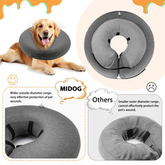 MIDOG donut cone adjustable buckle closeup highlights secure, non-slip fit.