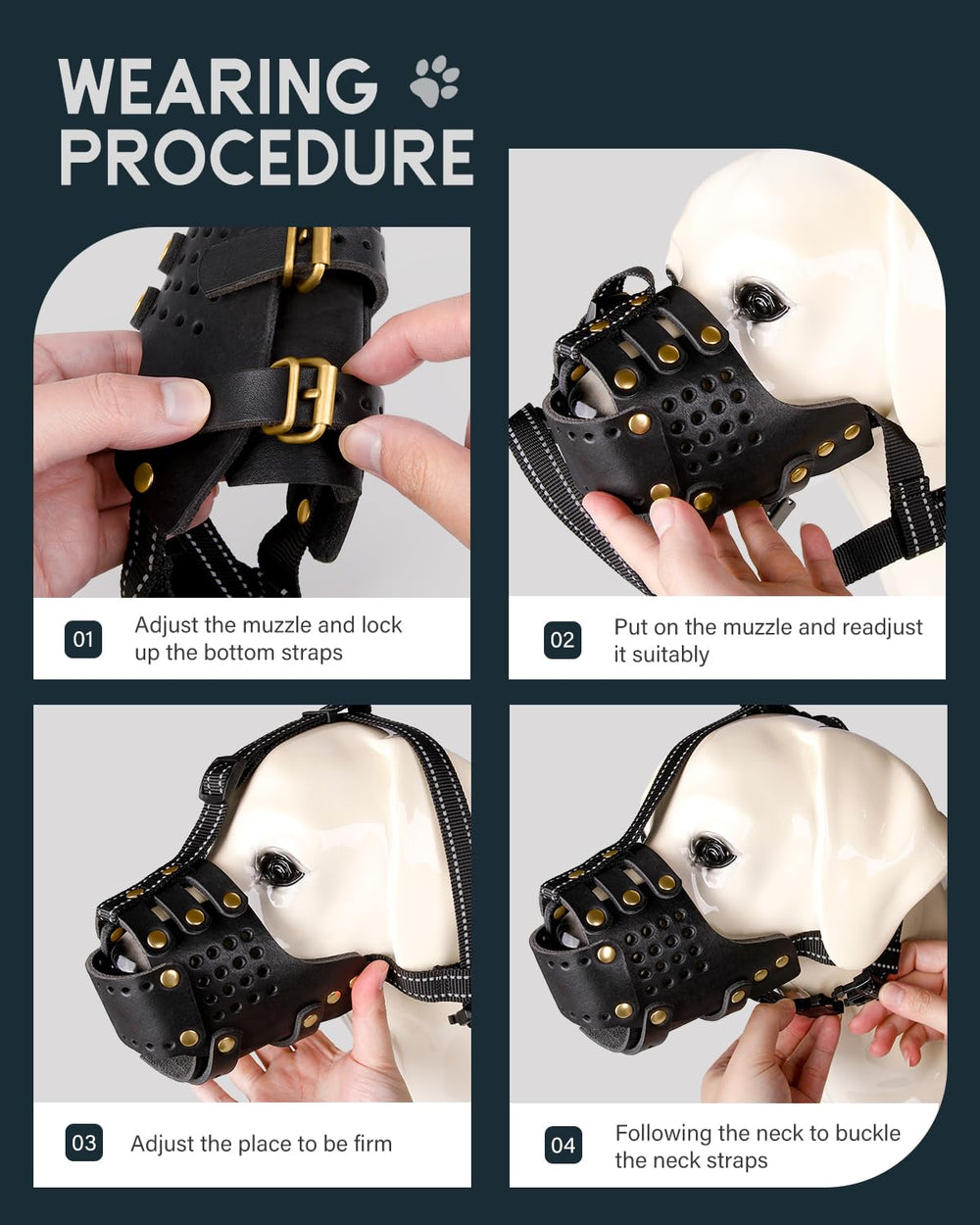 MIDOG leather muzzle care guide included for durable leather maintenance