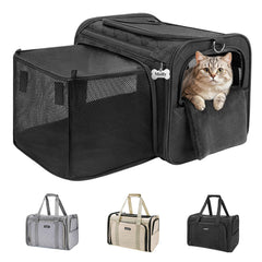 MIDOG soft cat carrier expandable-square-room for greater comfort on flights and road trips