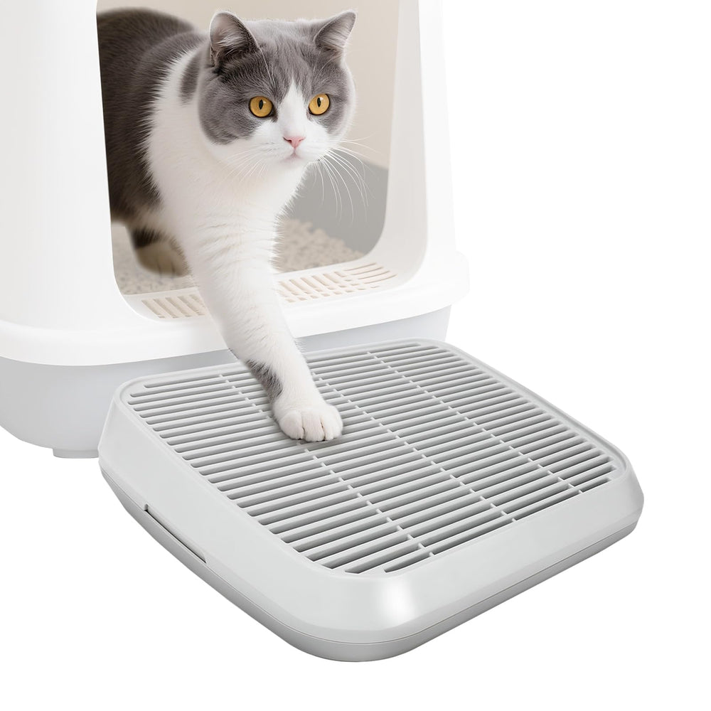 Midollarle cat ramp grey sloped-entry for easy litter-box access.