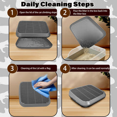 Midollarle cat ramp-litter-trap shows effective litter capture to minimize scatter around the box.