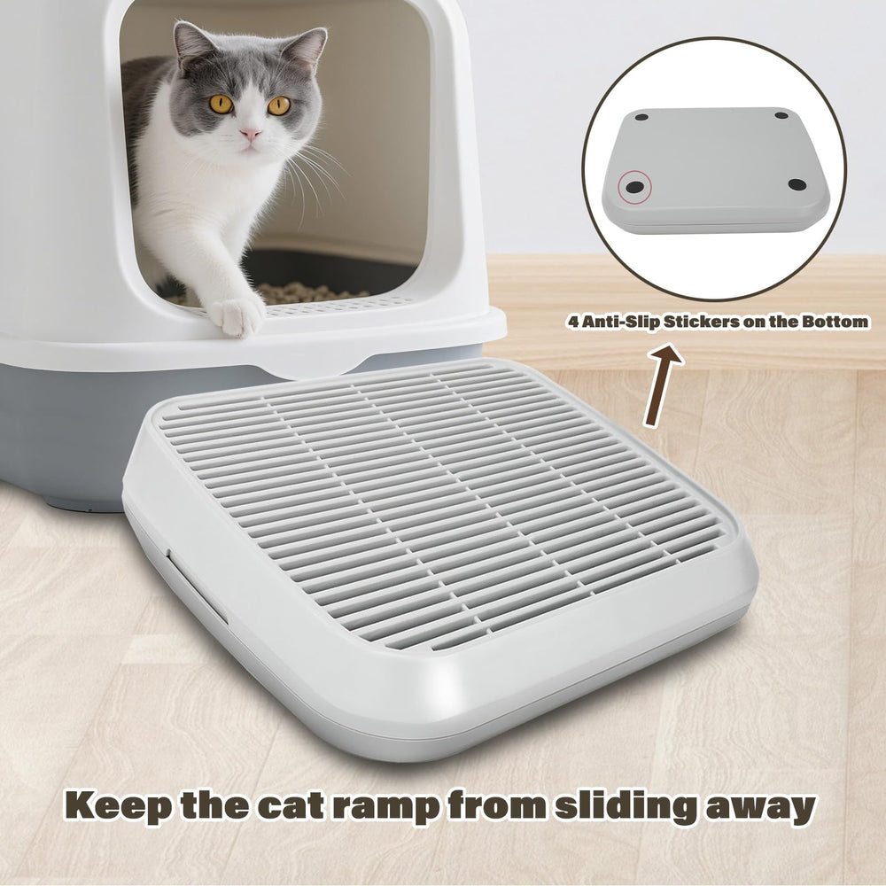 Midollarle elegant-grey-finish blends with decor while supporting small and elderly cats.