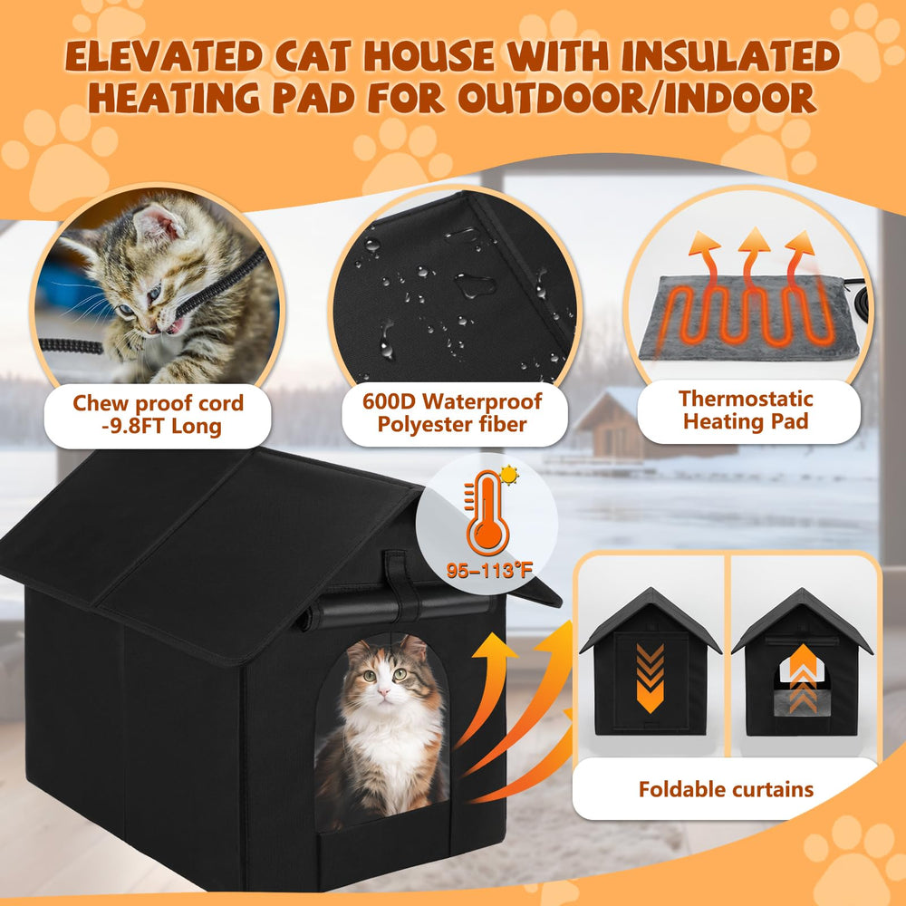 Midollarle heated outdoor cat house front entrance demonstrates dual-access warmth for outdoor cats