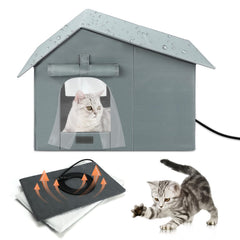 Midollarle heated outdoor cat house front view shows cozy shelter for winter warmth