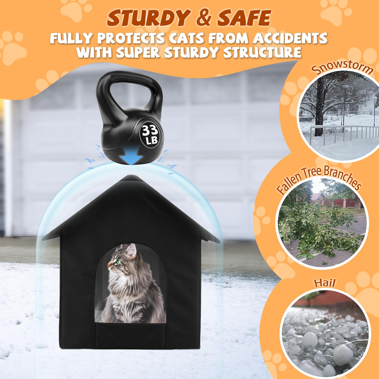 Midollarle heated outdoor cat house placed on porch keeps cats cozy during chilly nights