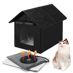 Midollarle heated outdoor cat house side view shows durable shelter for chilly evenings