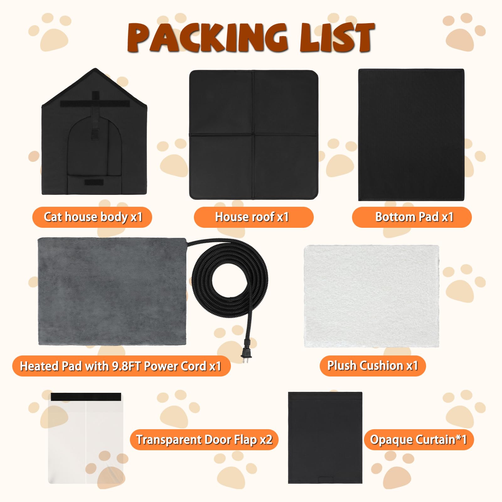 Midollarle heated outdoor cat house weatherproof material shields cats from wind and rain