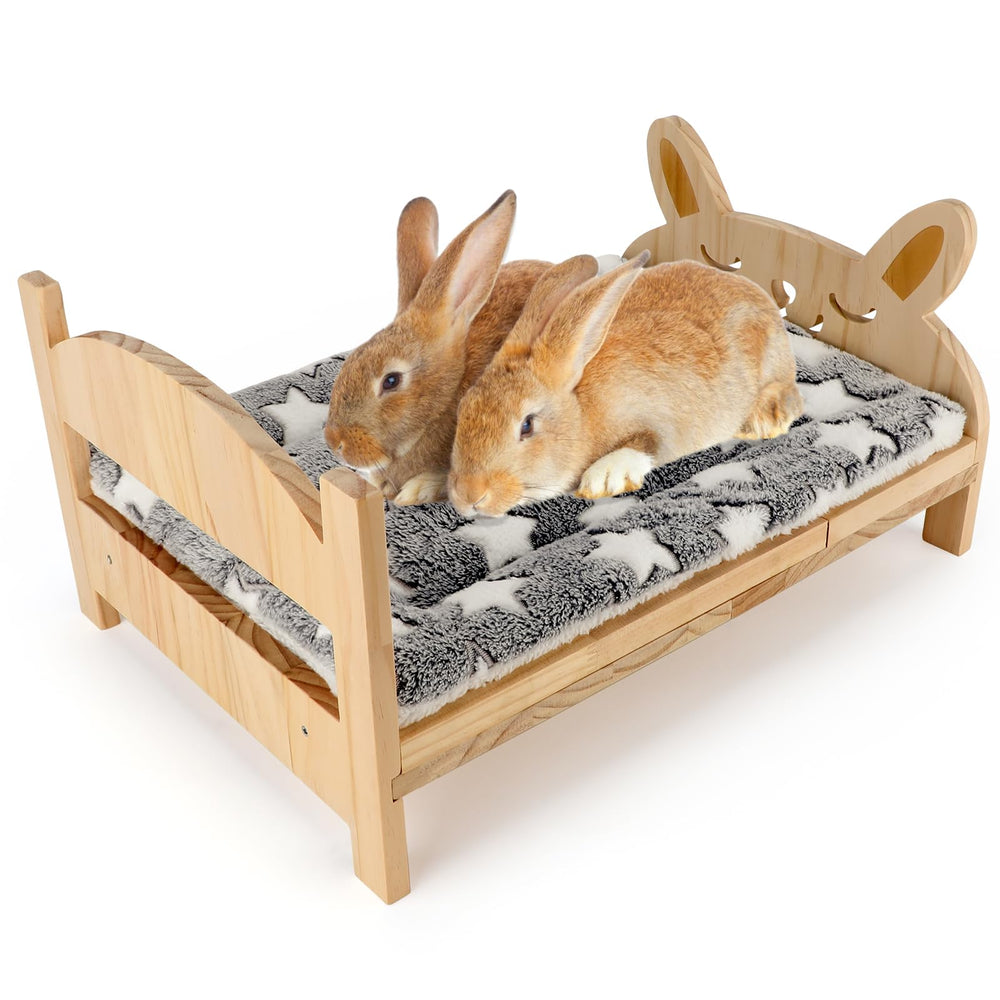 Midollarle large wooden rabbit bed shows sturdy construction for safe, comfy naps.