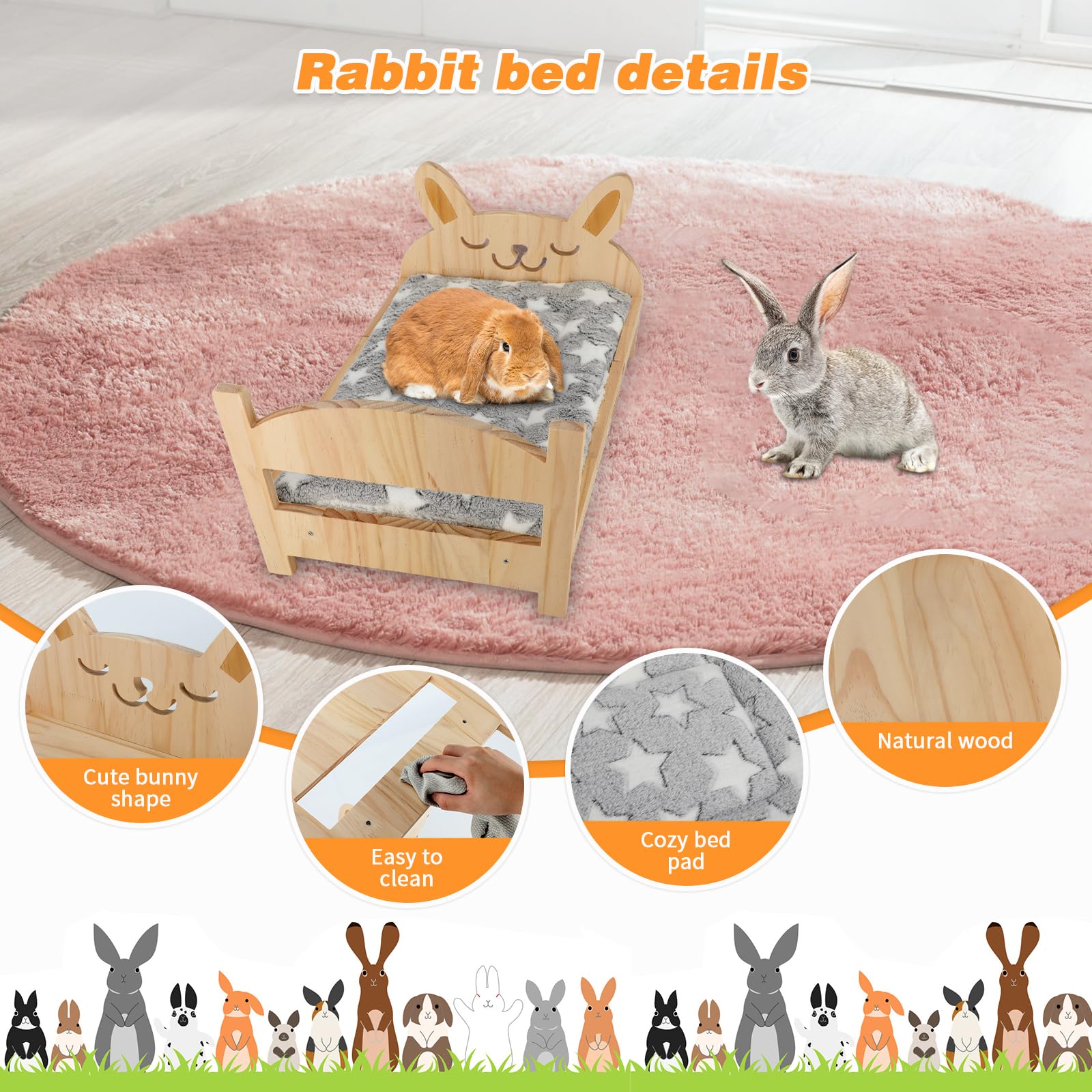 Midollarle rabbit bed elevated design promotes ventilation and clean habitat.