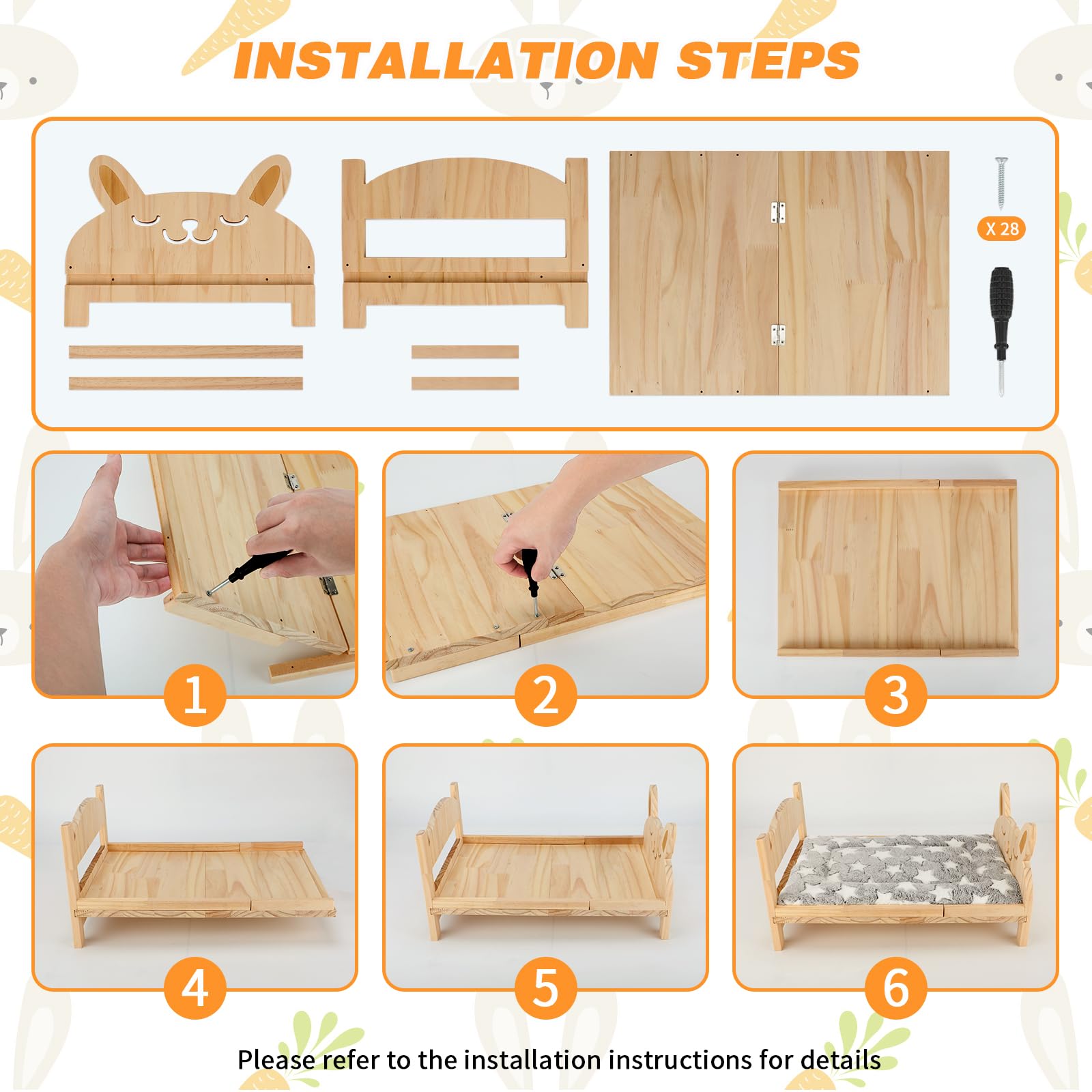 Midollarle rabbit bed warm cotton mattress provides plush comfort for small pets.