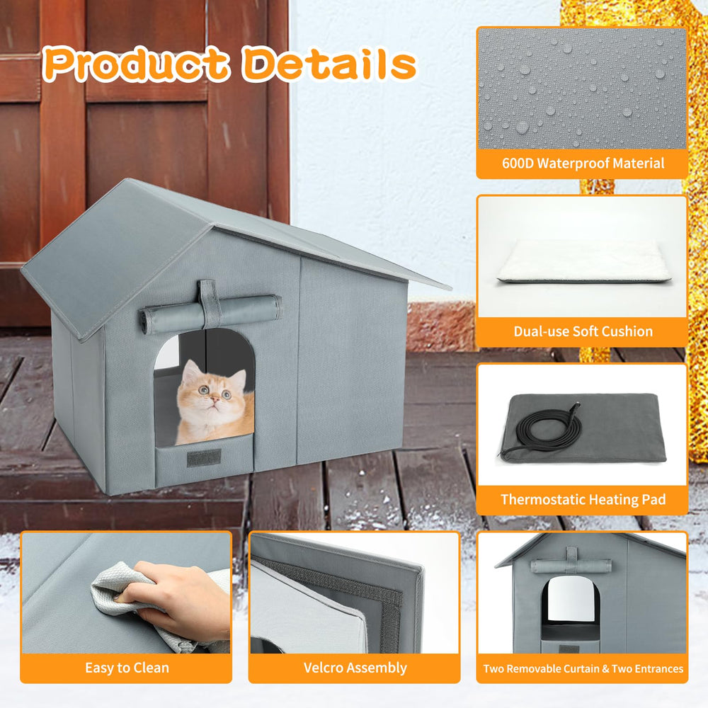 Midollarle weatherproof 600D fabric cat house shields against wind and rain