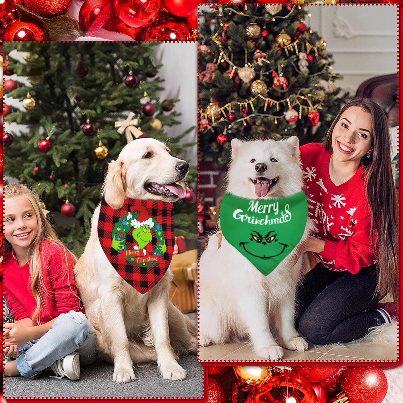 Midufrry Christmas dog bandana soft fabric for comfortable all-day wear.