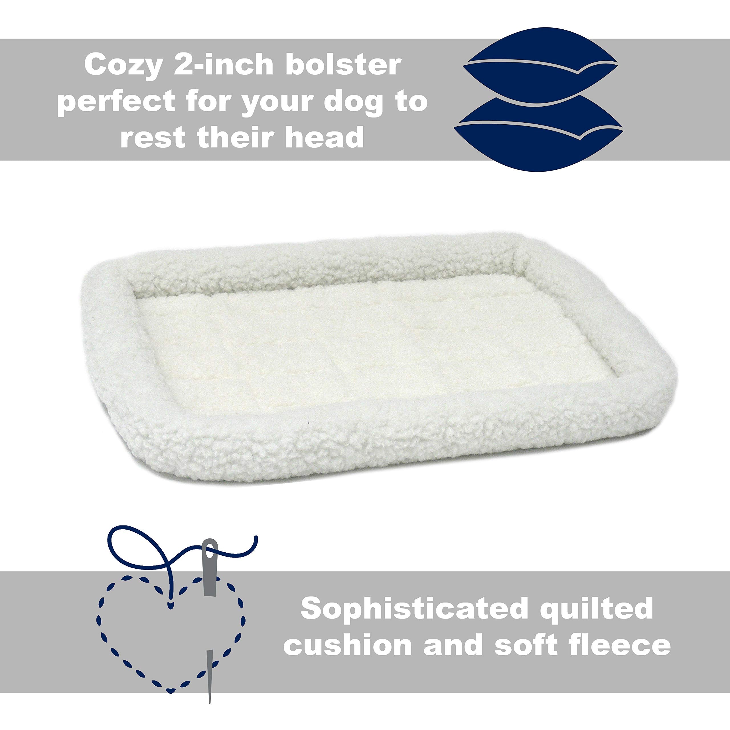 MidWest QuietTime XXS bed base and bolsters provide cushioned comfort during crate travel.