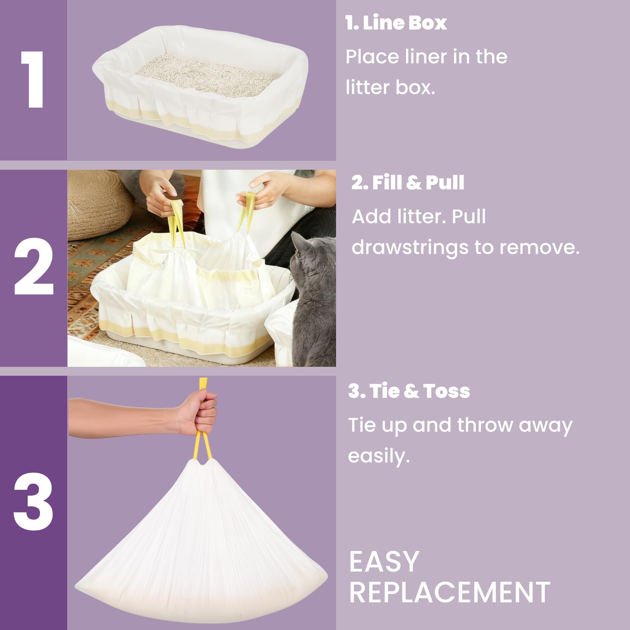 Miemie's Corner liners fit medium to large litter boxes keeping floors protected.