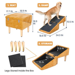 Miemies Corner wooden footstool-ottoman offers a cozy resting spot for pets.
