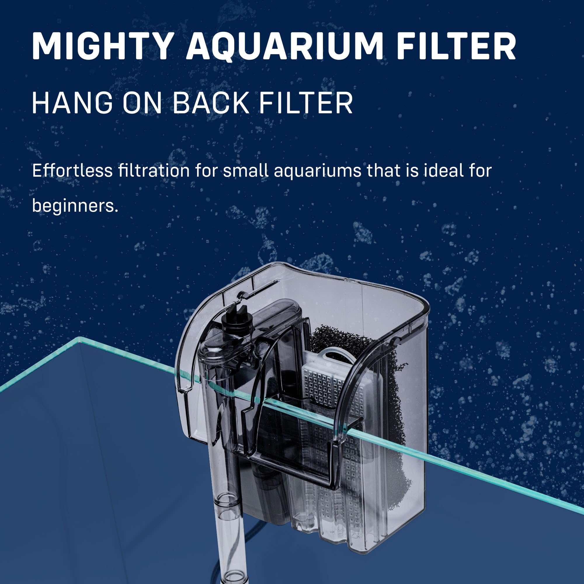 Mighty HOB filter leveling knob close-up for precise water flow control