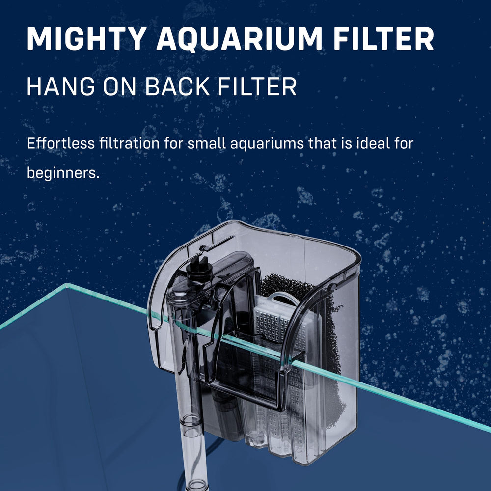 Mighty HOB filter leveling knob close-up for precise water flow control