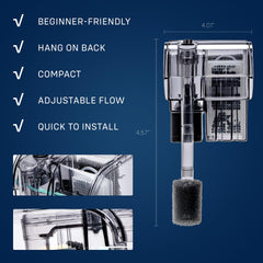 Mighty HOB filter replacement media set included for easy maintenance