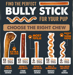 Mighty Paw 6 inch bully sticks closeup for smaller dogs' chew time.
