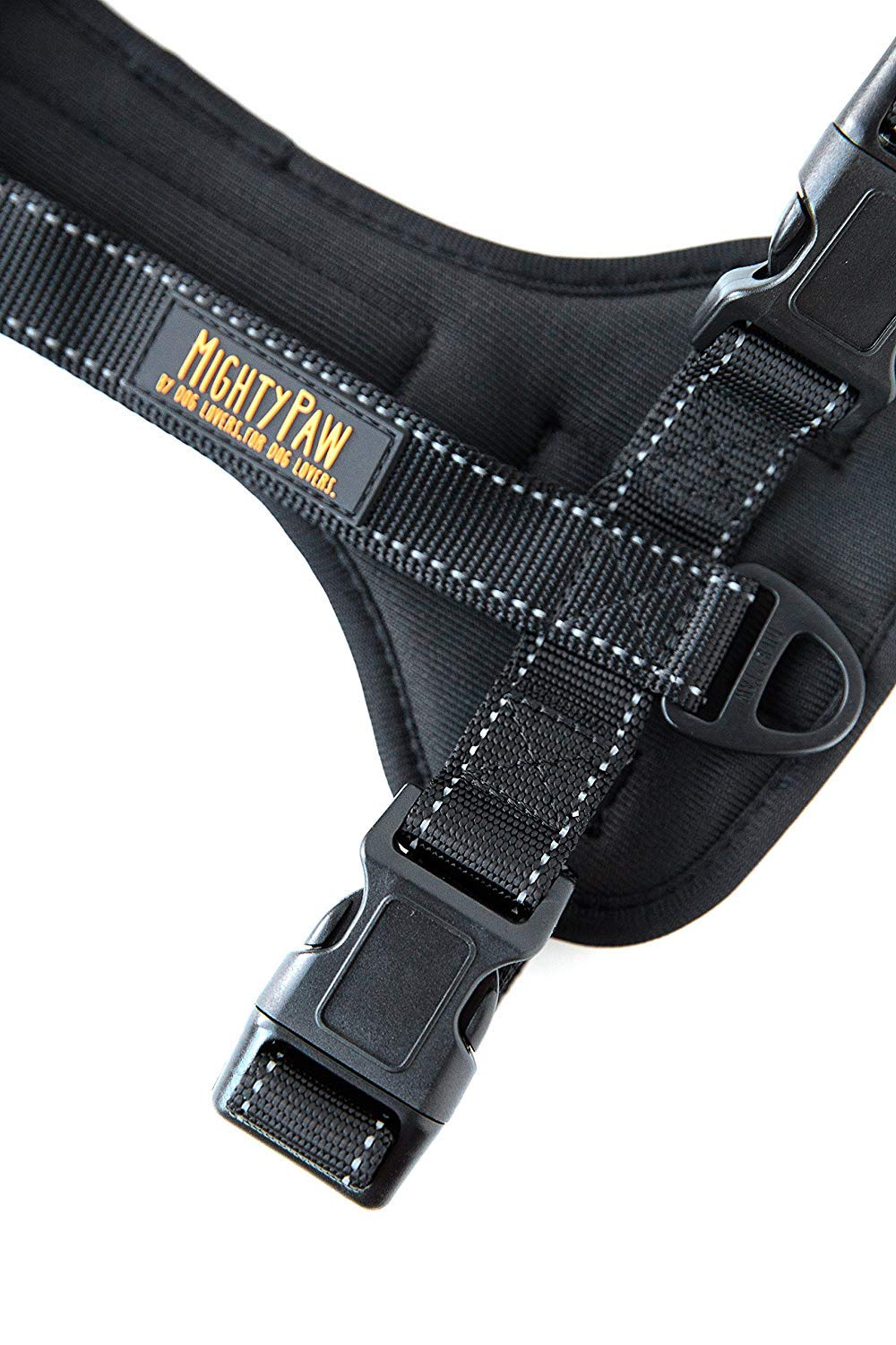 Mighty Paw Dog Car Harness with 2-leash attachment enables front or back leash use.
