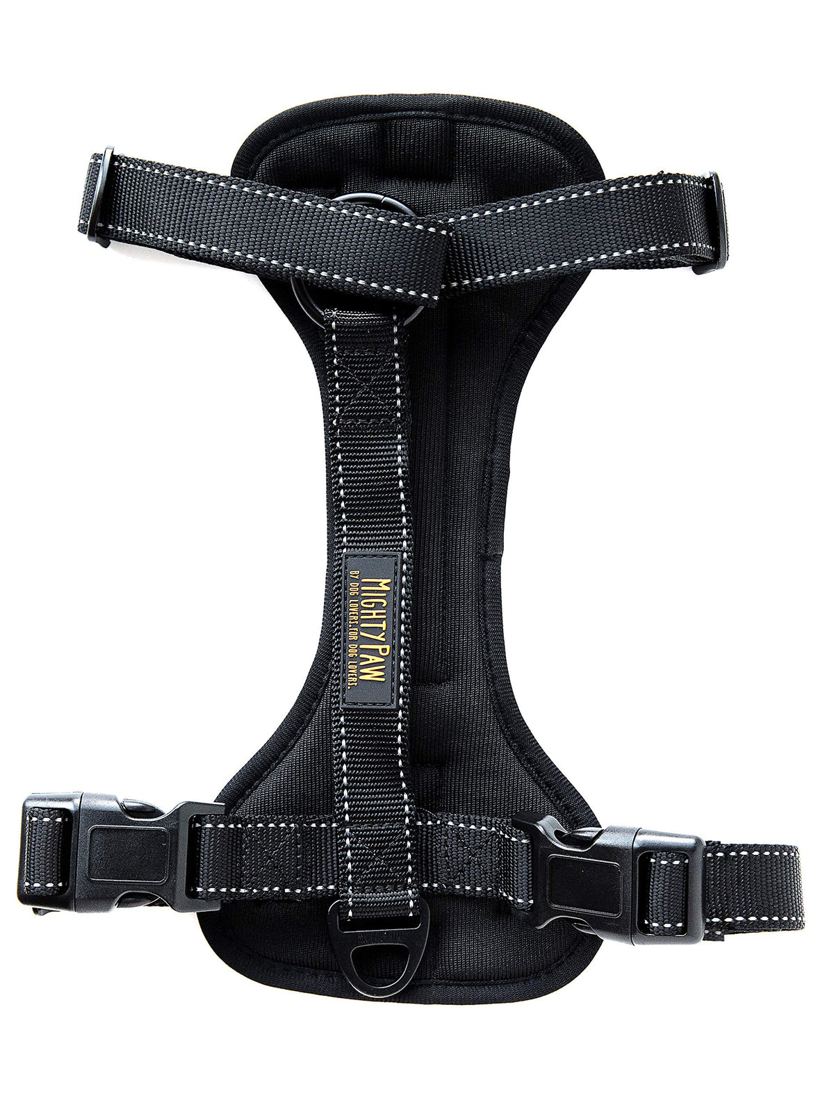 Mighty Paw Dog Car Harness front view ensures secure travel and front-leash control.