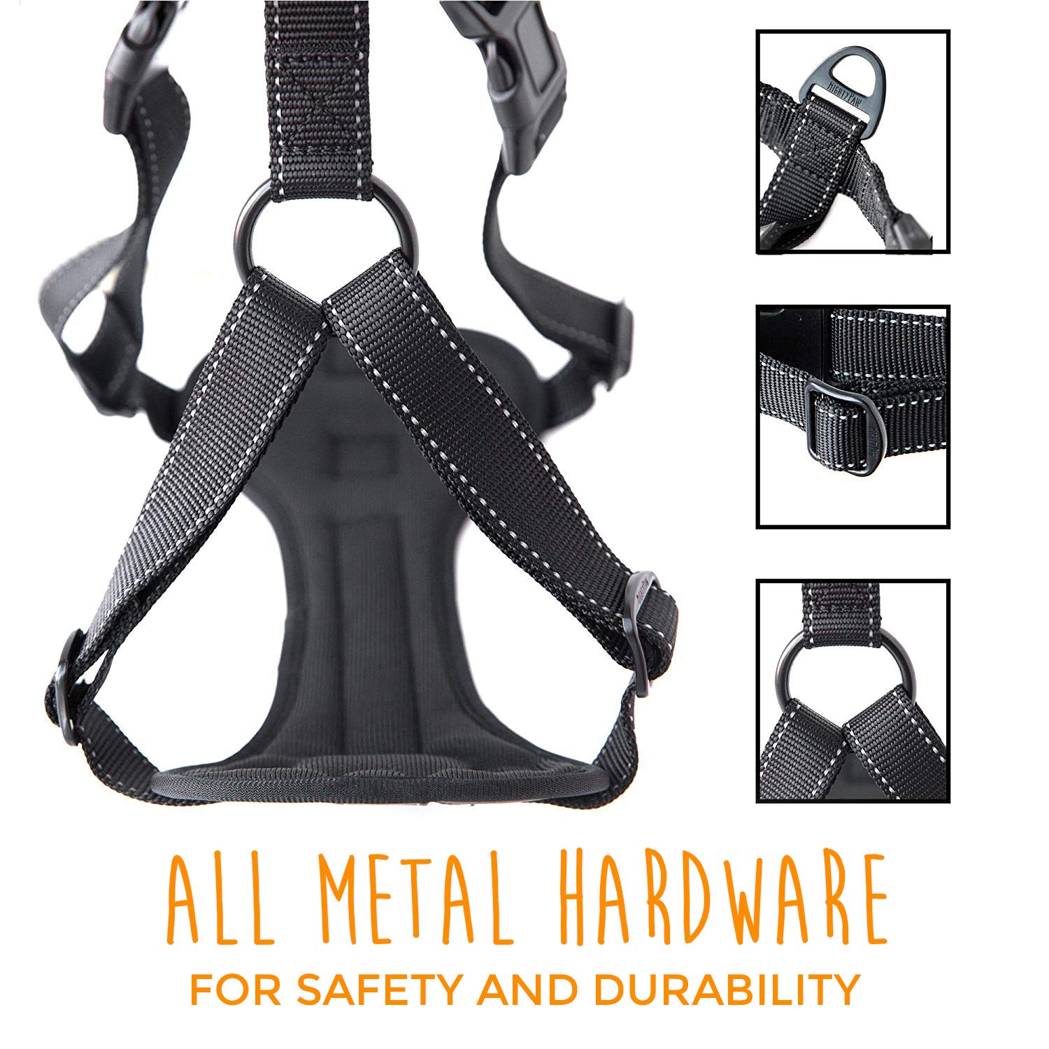 Mighty Paw Dog Car Harness soft padding provides comfortable rides and reduced chafing.