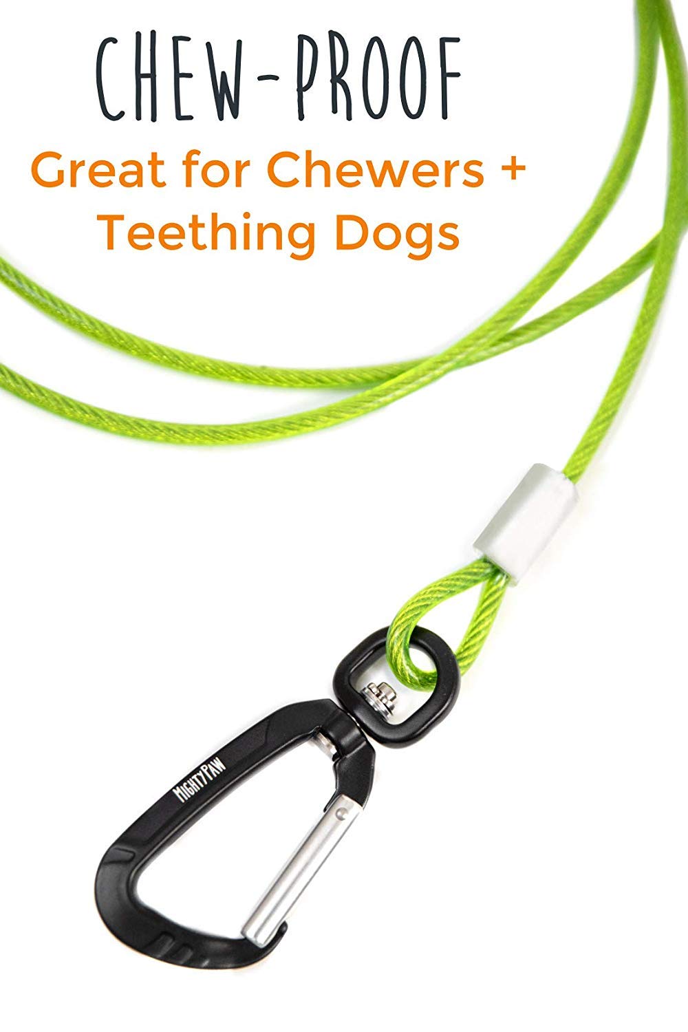 Mighty Paw dog leash braided cord with carabiners supports large dogs up to 850 lbs.