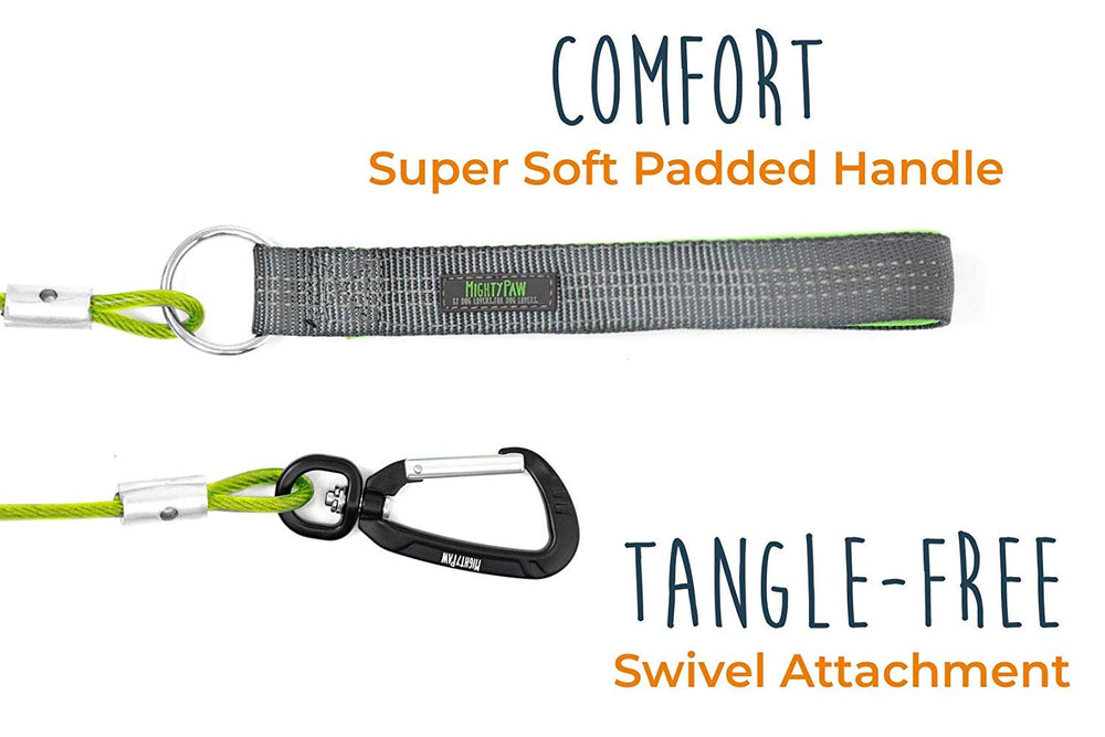 Mighty Paw dog leash padded-handle cushions grip for comfortable, long strolls.