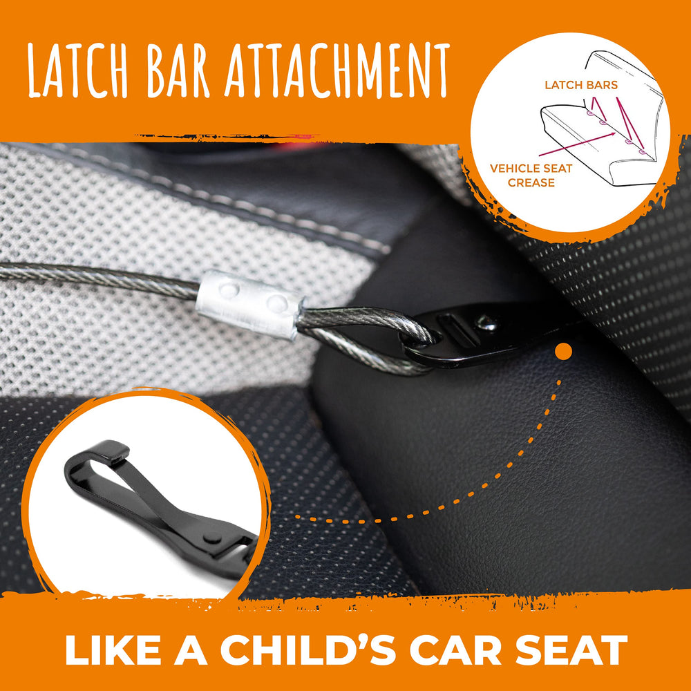 Mighty Paw dog seat belt aviation-aluminum-carabiner highlights lightweight, strong carabiner for secure restraint.