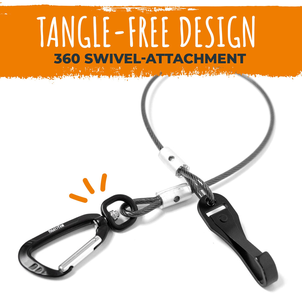 Mighty Paw dog seat belt swivel-tangle-free shows smooth rotation to prevent tangles.