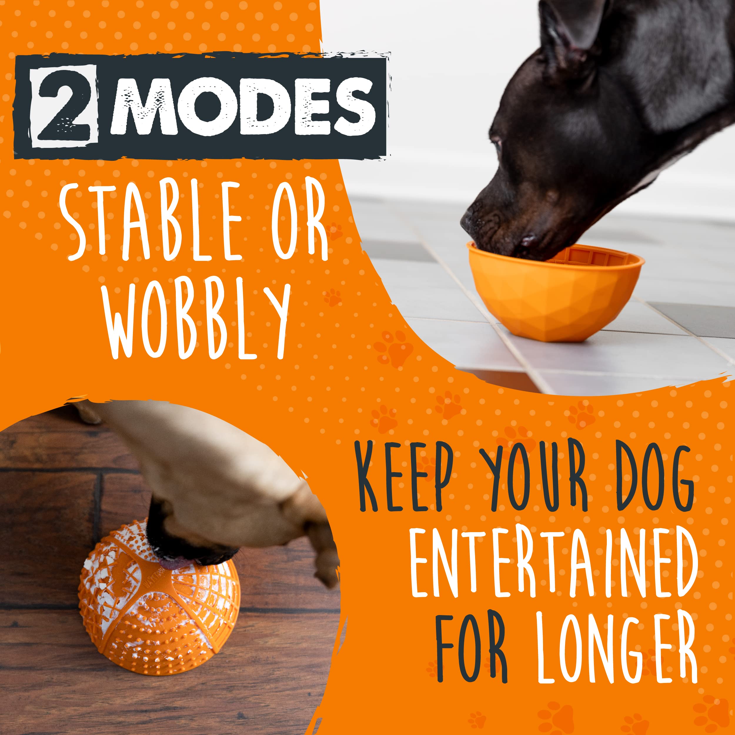 Mighty Paw dog slow feeder bowl in wobble mode sparks playful problem-solving during meals.