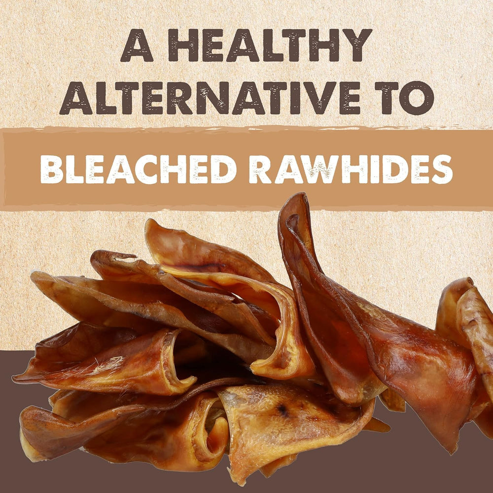 Mighty Paw Half Pig Ears mess-free image shows clean surface and odor-free design