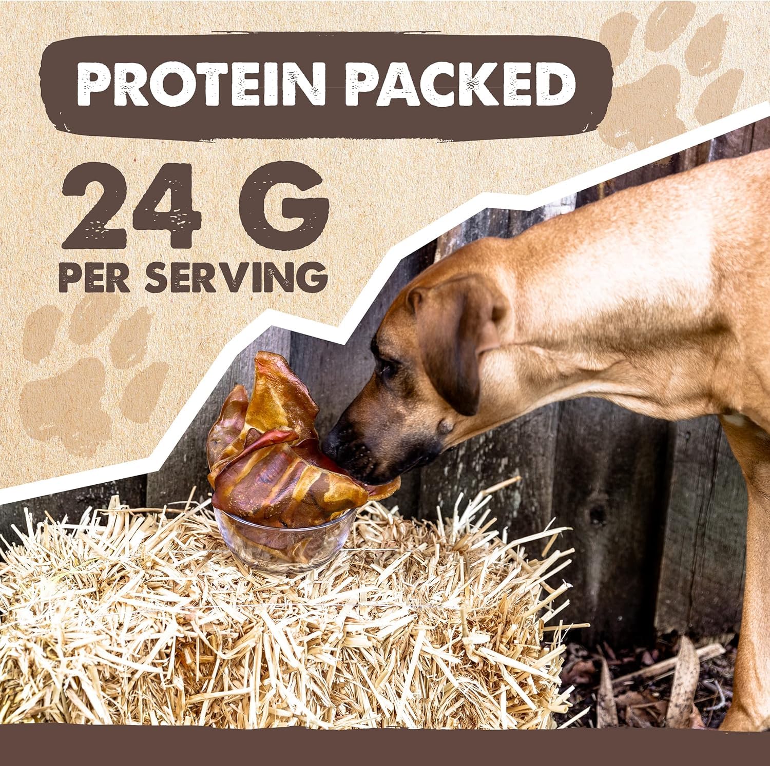 Mighty Paw Half Pig Ears single-ingredient image emphasizes simple, natural treat
