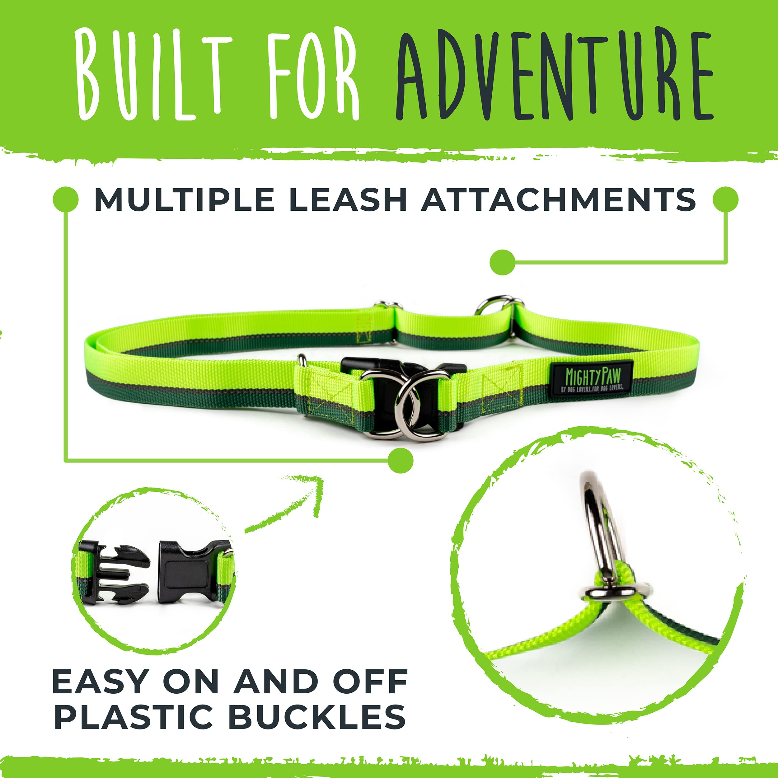 Mighty Paw Hands Free Dog Leash 3-foot bungee portion demonstrates compact reach for active pups