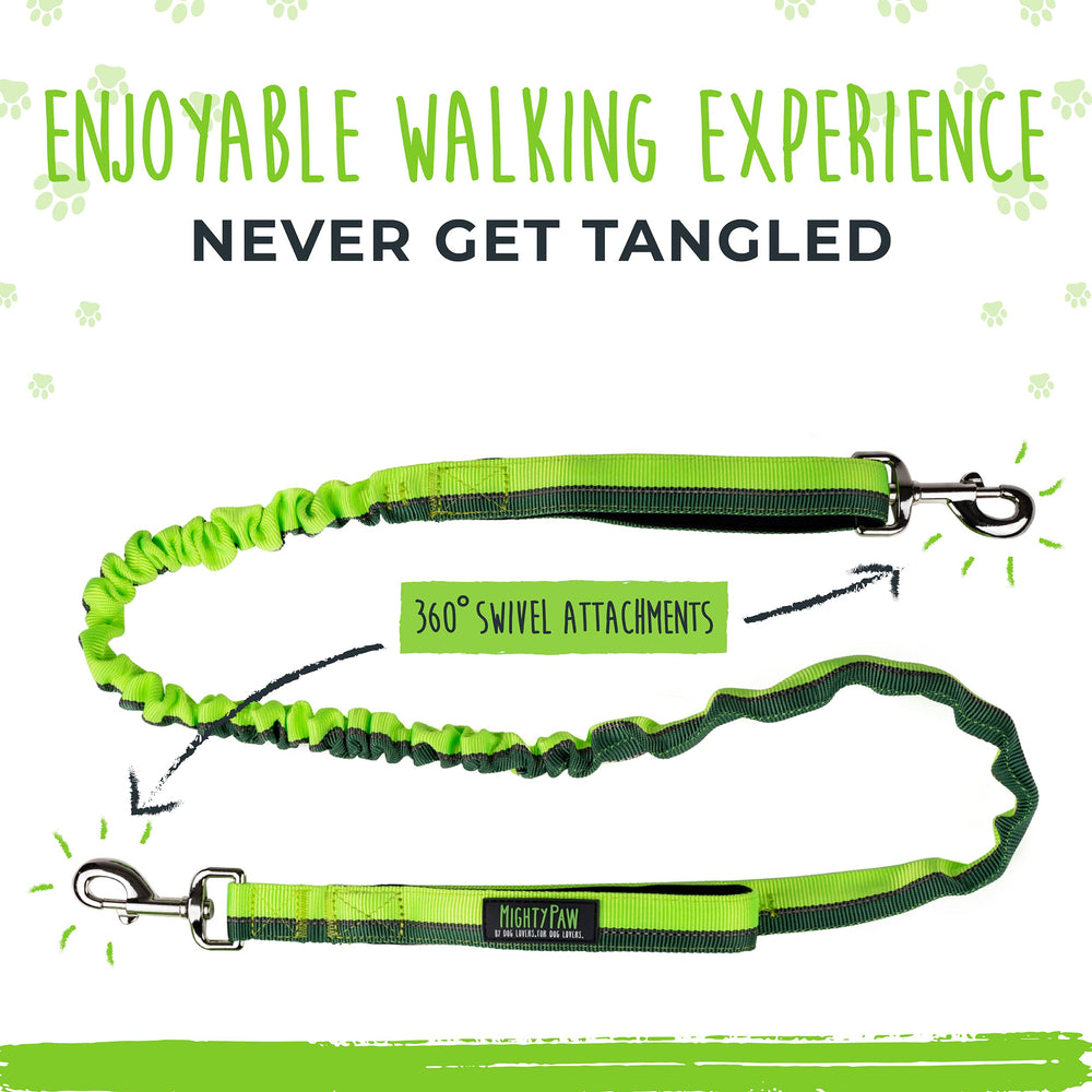 Mighty Paw Hands Free Dog Leash 4-foot bungee option supports longer control during runs
