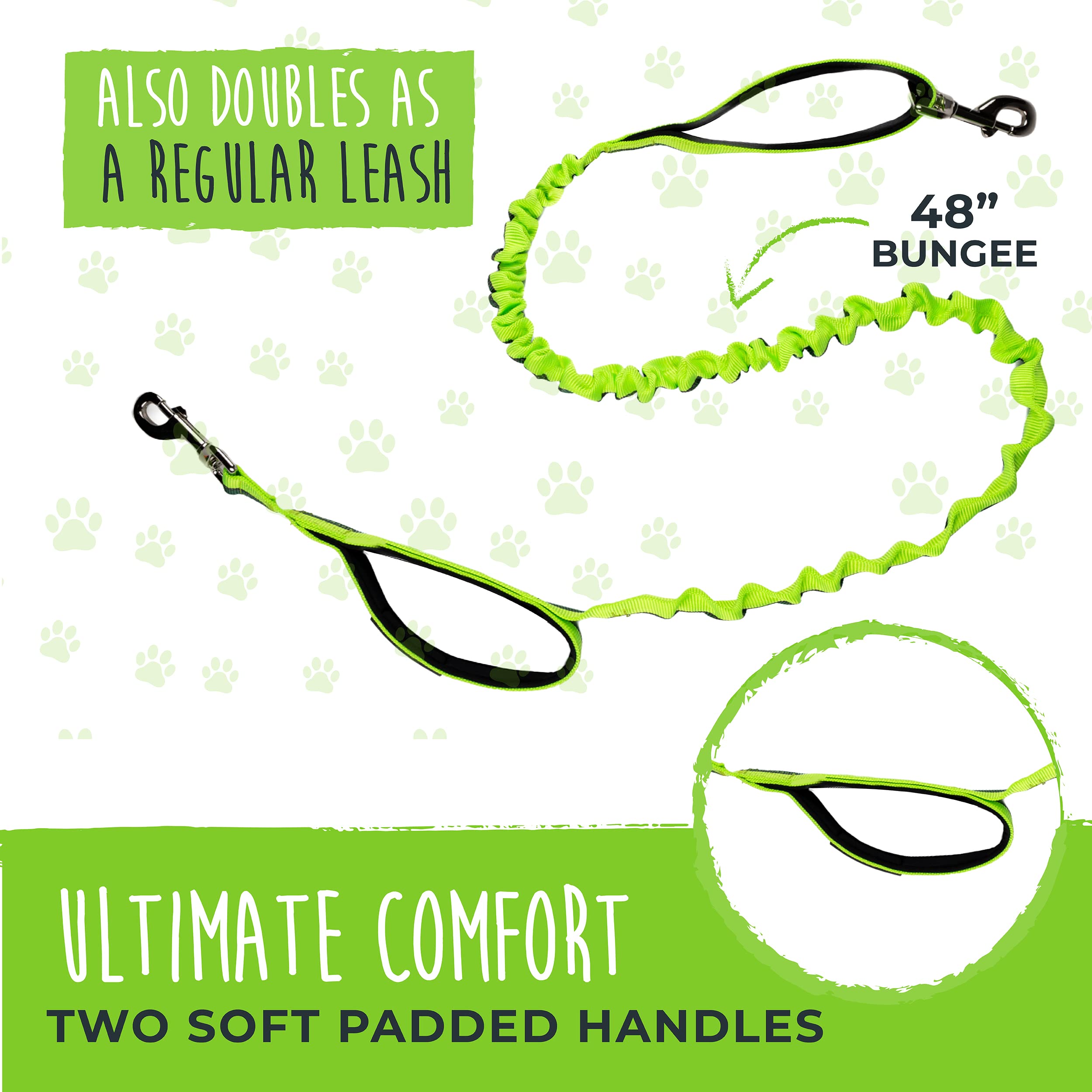 Mighty Paw Hands Free Dog Leash weather-resistant nylon construction stands up to daily use
