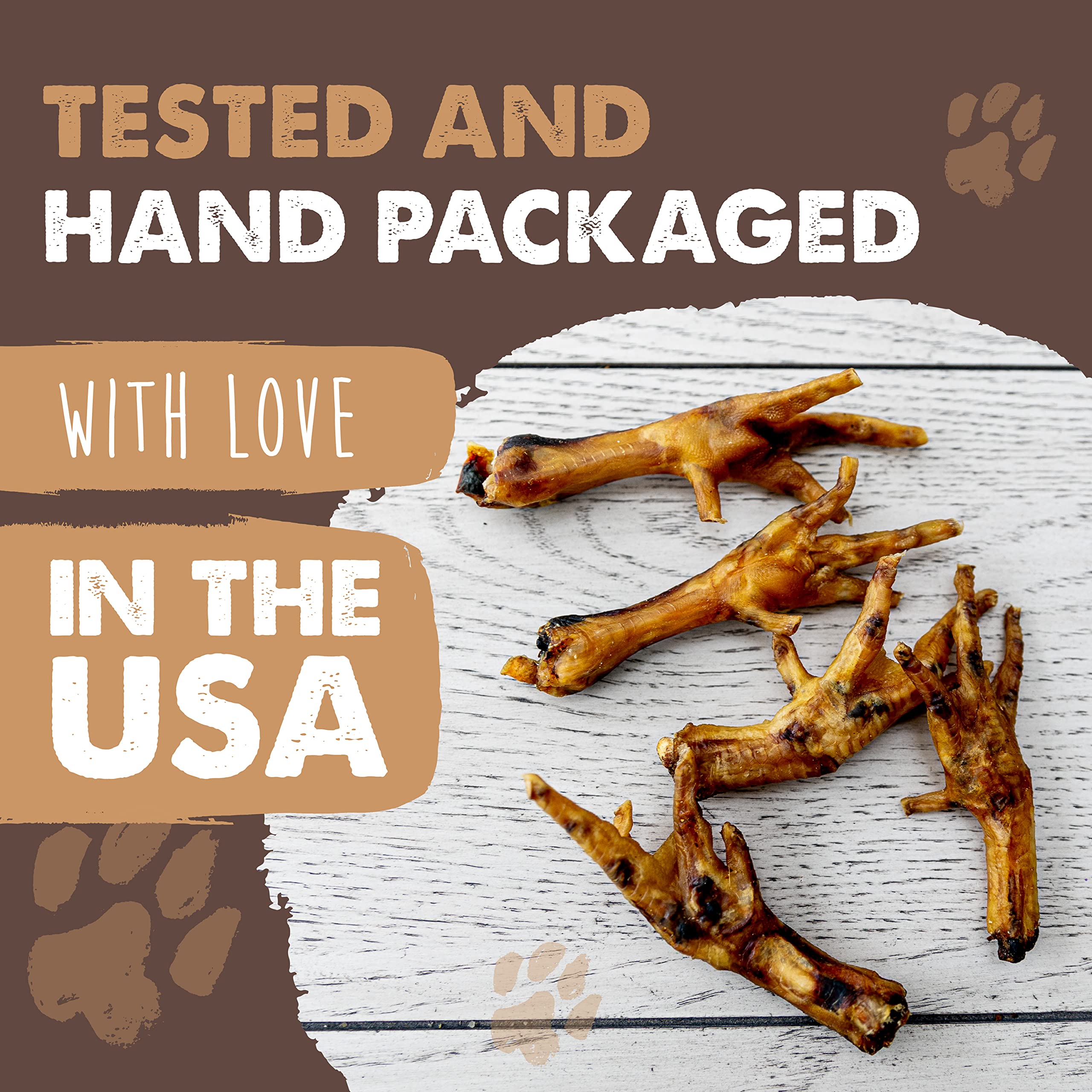 Mighty Paw Naturals chicken feet dog treat serving idea shows chew time enrichment