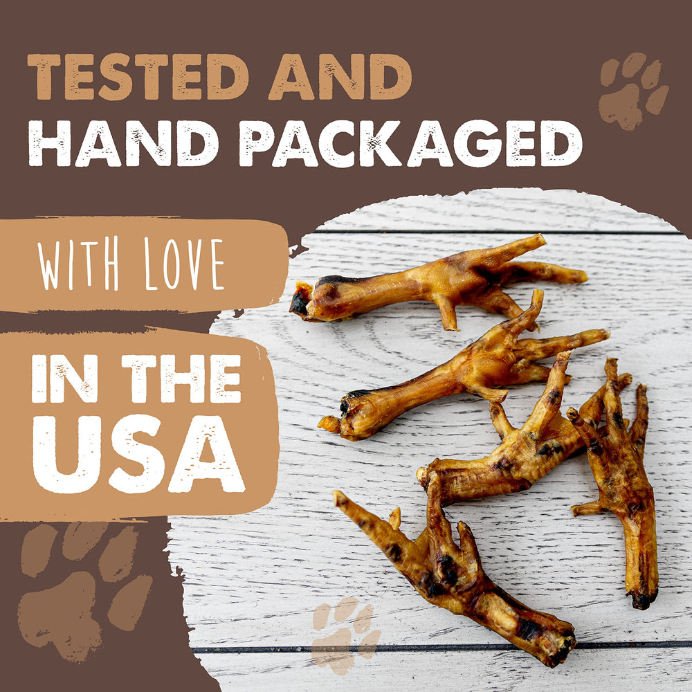 Mighty Paw Naturals chicken feet dog treat serving idea shows chew time enrichment