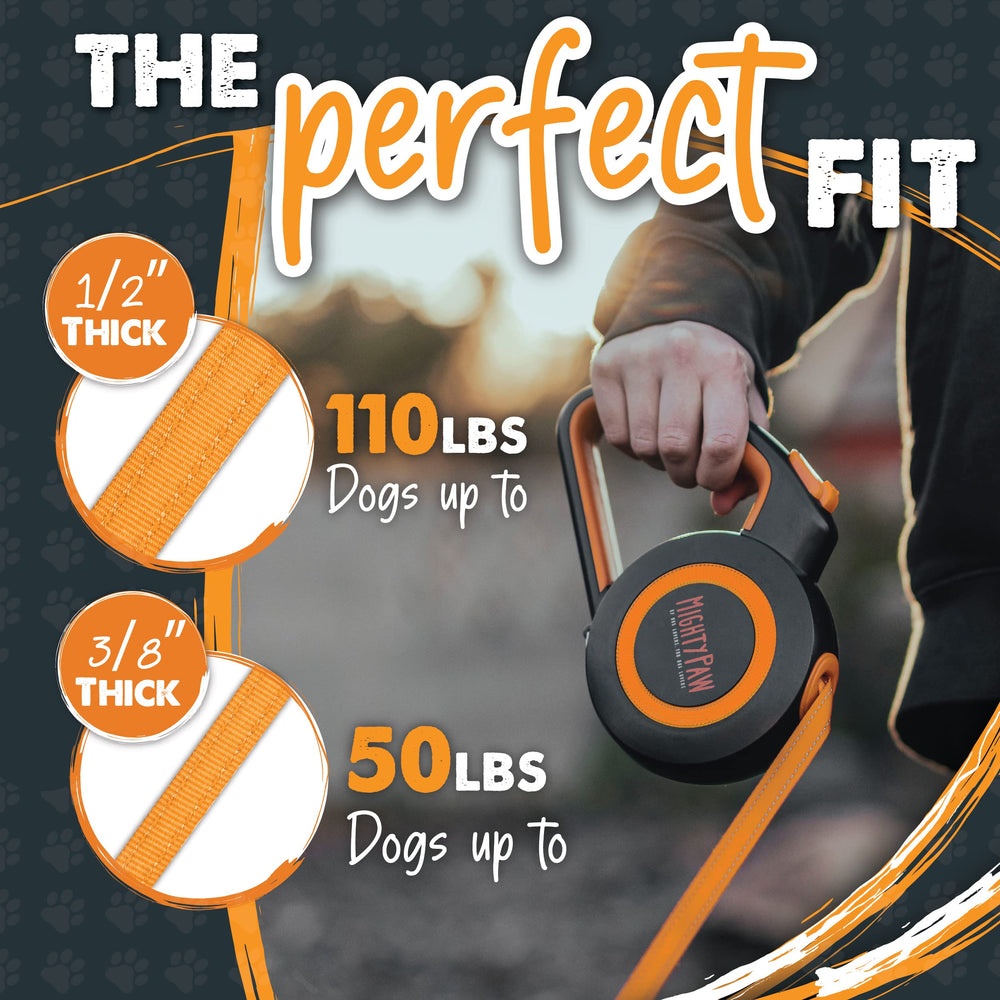 Mighty Paw Retractable Leash 2.0 anti-slip handle stays comfortable through long walks.