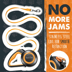 Mighty Paw Retractable Leash 2.0 night-time safety ring enhances visibility during evening strolls.