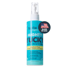 Mighty Paw Waggables 8oz bottle front showing the pet-safe deterrent for dogs.