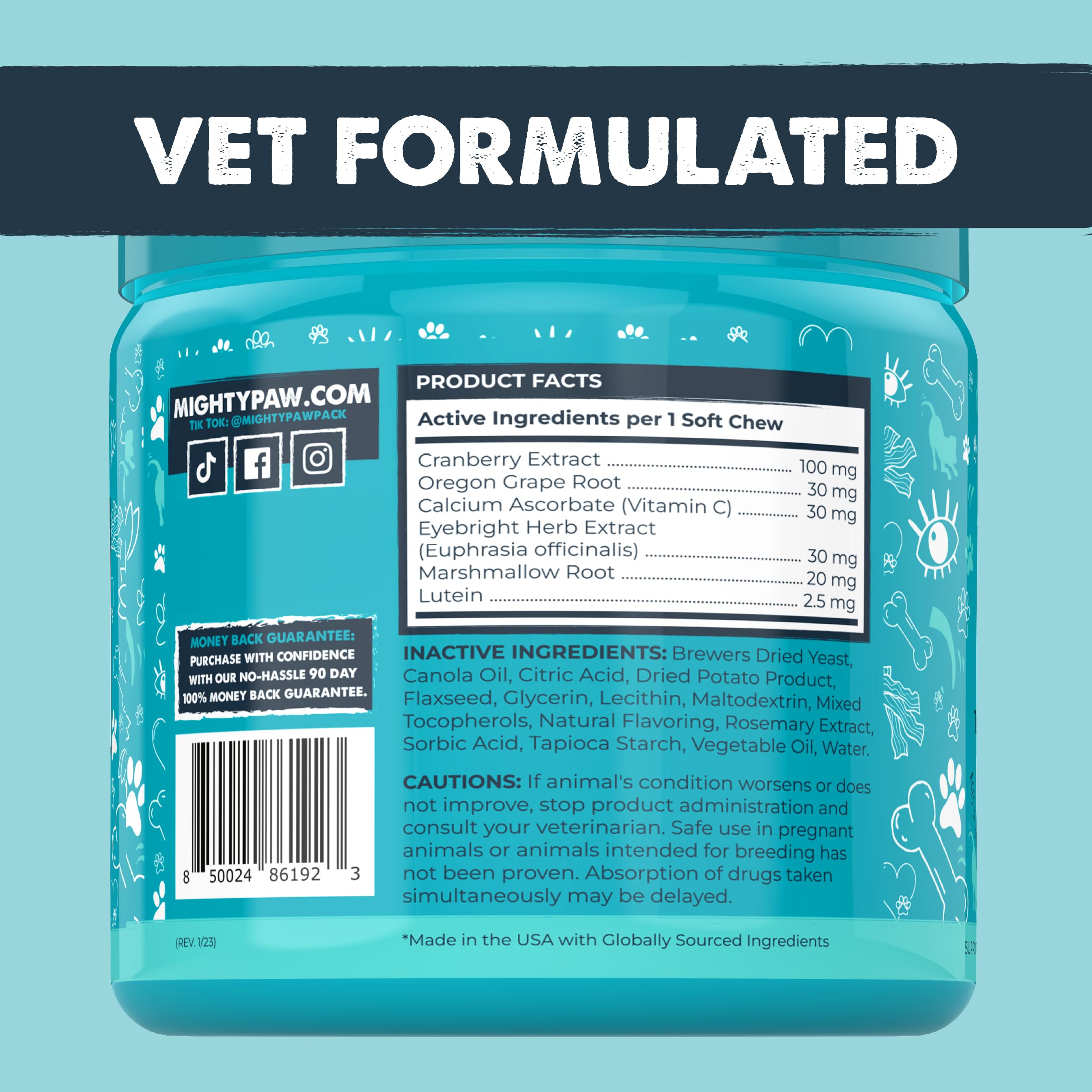 Mighty Paw Waggables Eyes eye health themed illustration signals lutein and eyebright benefits