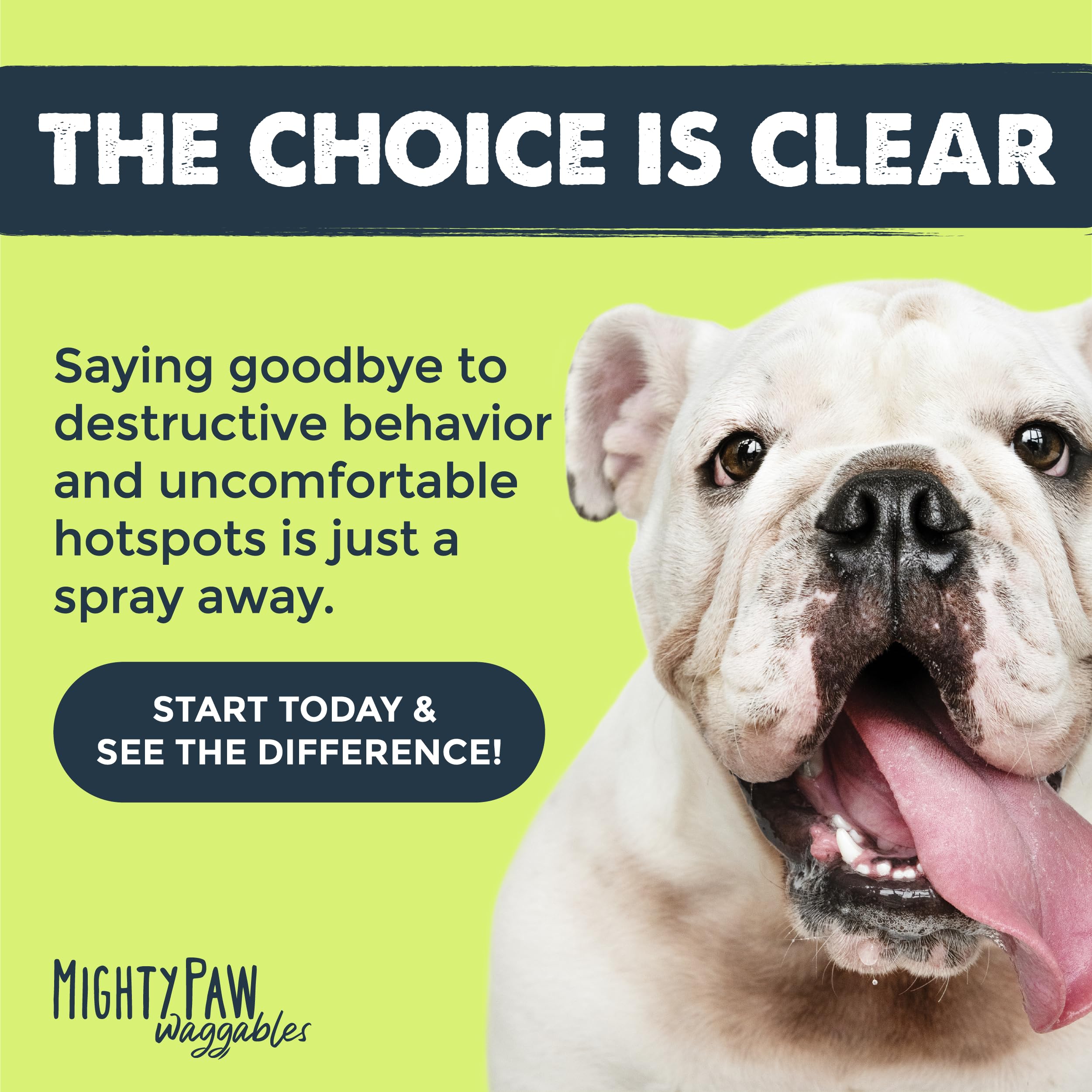 Mighty Paw Waggables hotspot spray application on a dog’s irritated area.