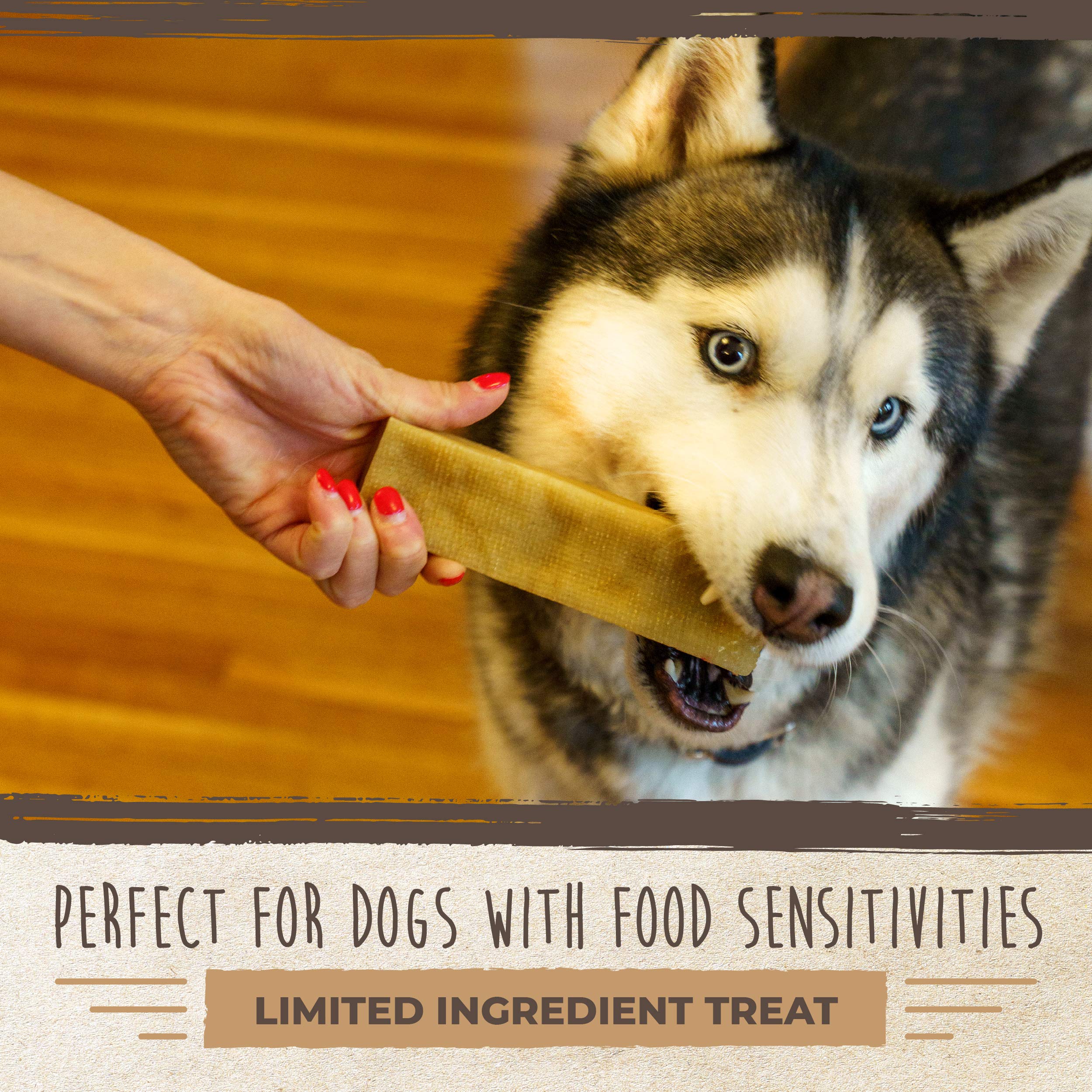 Mighty Paw yak-cheese-chews close-up highlighting Himalaya-sourced ingredients and natural texture.